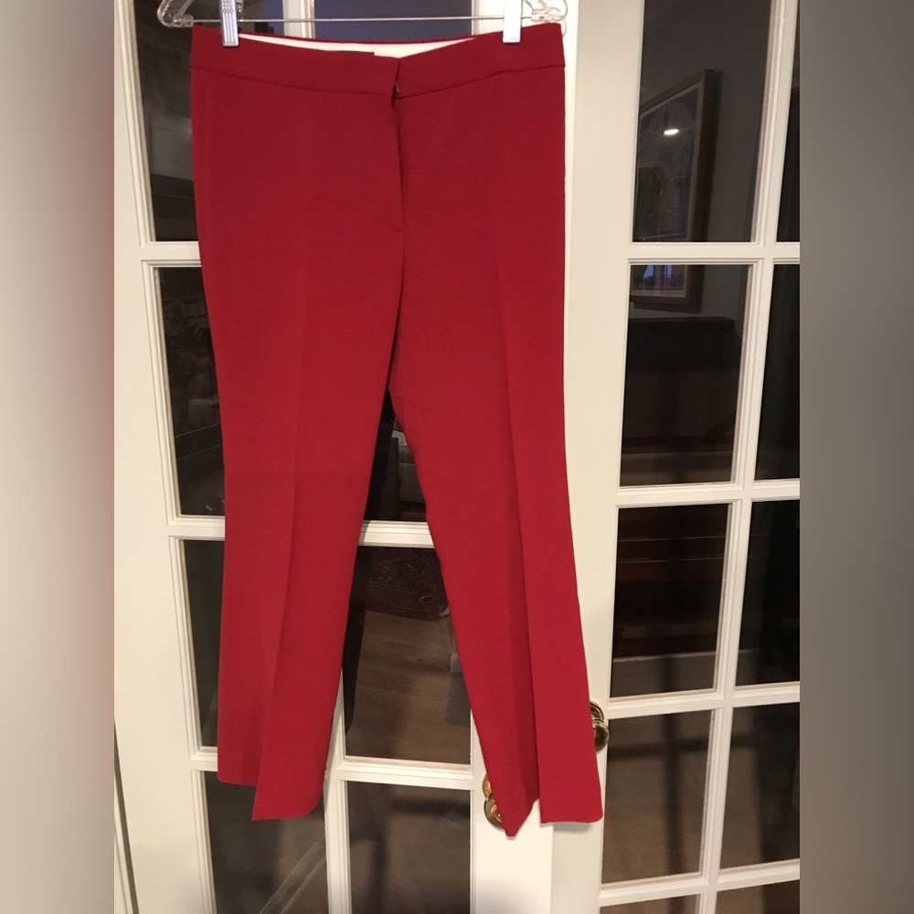 Theory Women's Red  Crop Slim Fit Leg Wool Trousers Size 4
